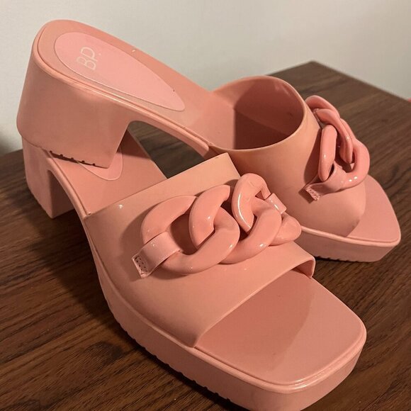 BP Lollie Baby Pink Chain Link Heeled Sandal Slides Barbiecore sz 10 Nordstrom - Picture 7 of 10